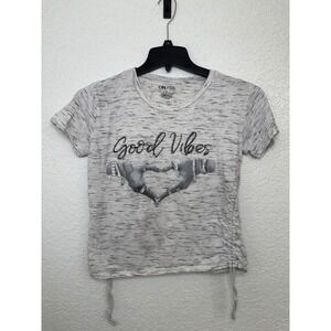 ON FIRE Good Vibes Graphic T Shirt White‎ Heathered Women's Size L
